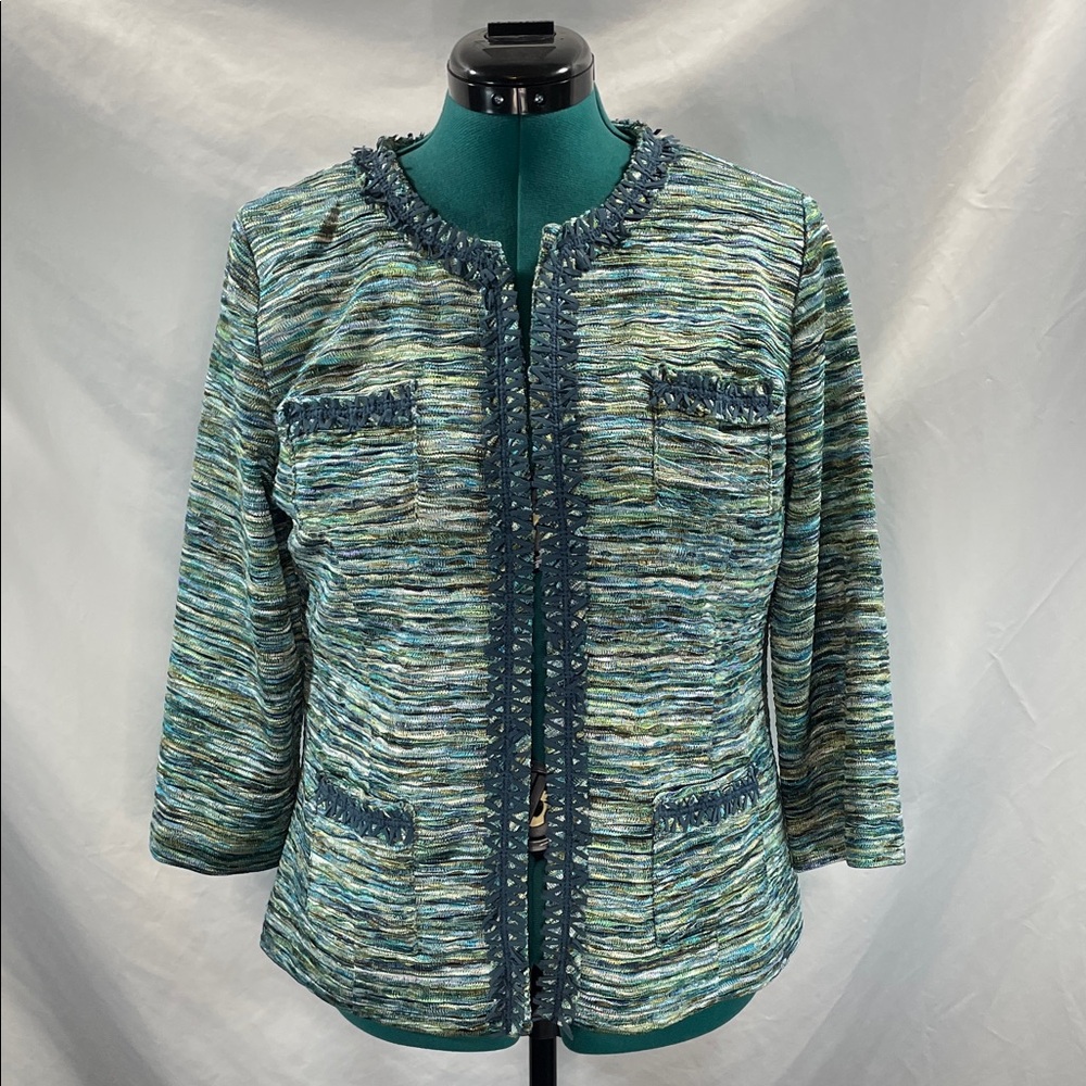 Chico's Blue and Green Textured Blazer
